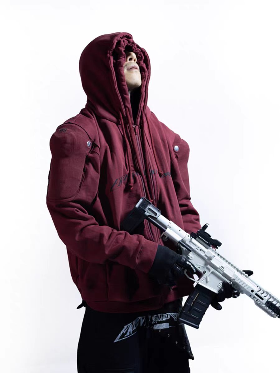 Protective double-layer zip-up hoodie