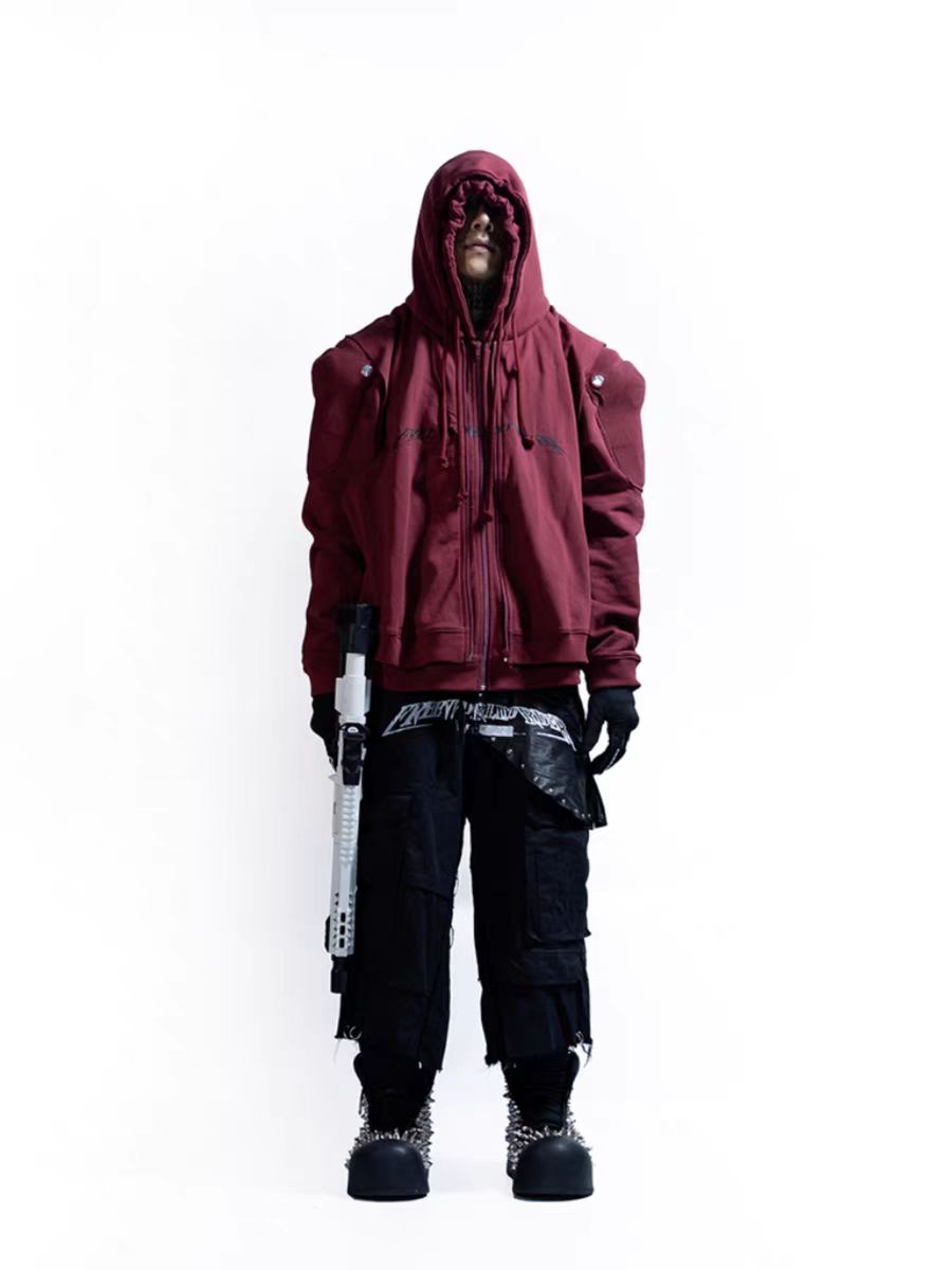 Protective double-layer zip-up hoodie