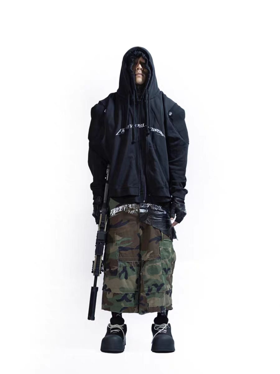 Protective double-layer zip-up hoodie
