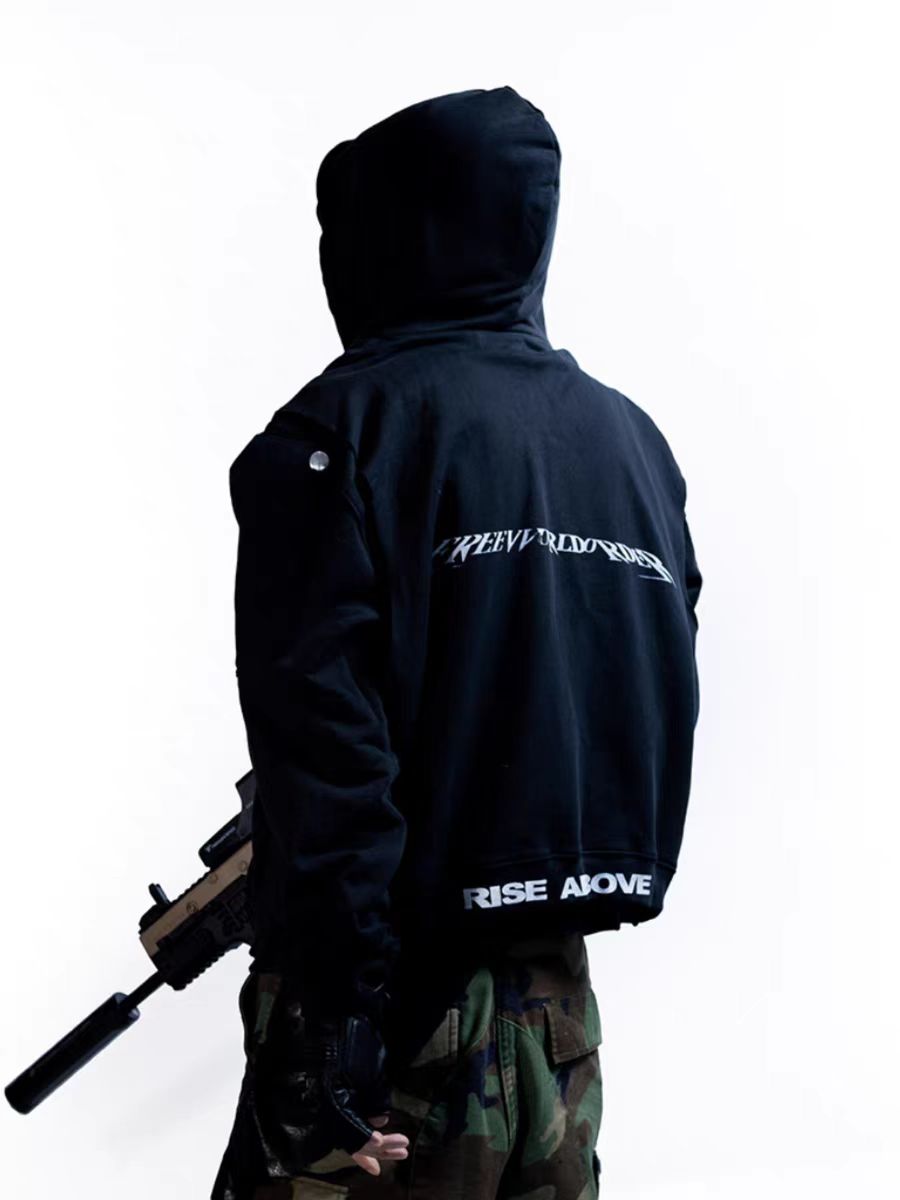 Protective double-layer zip-up hoodie